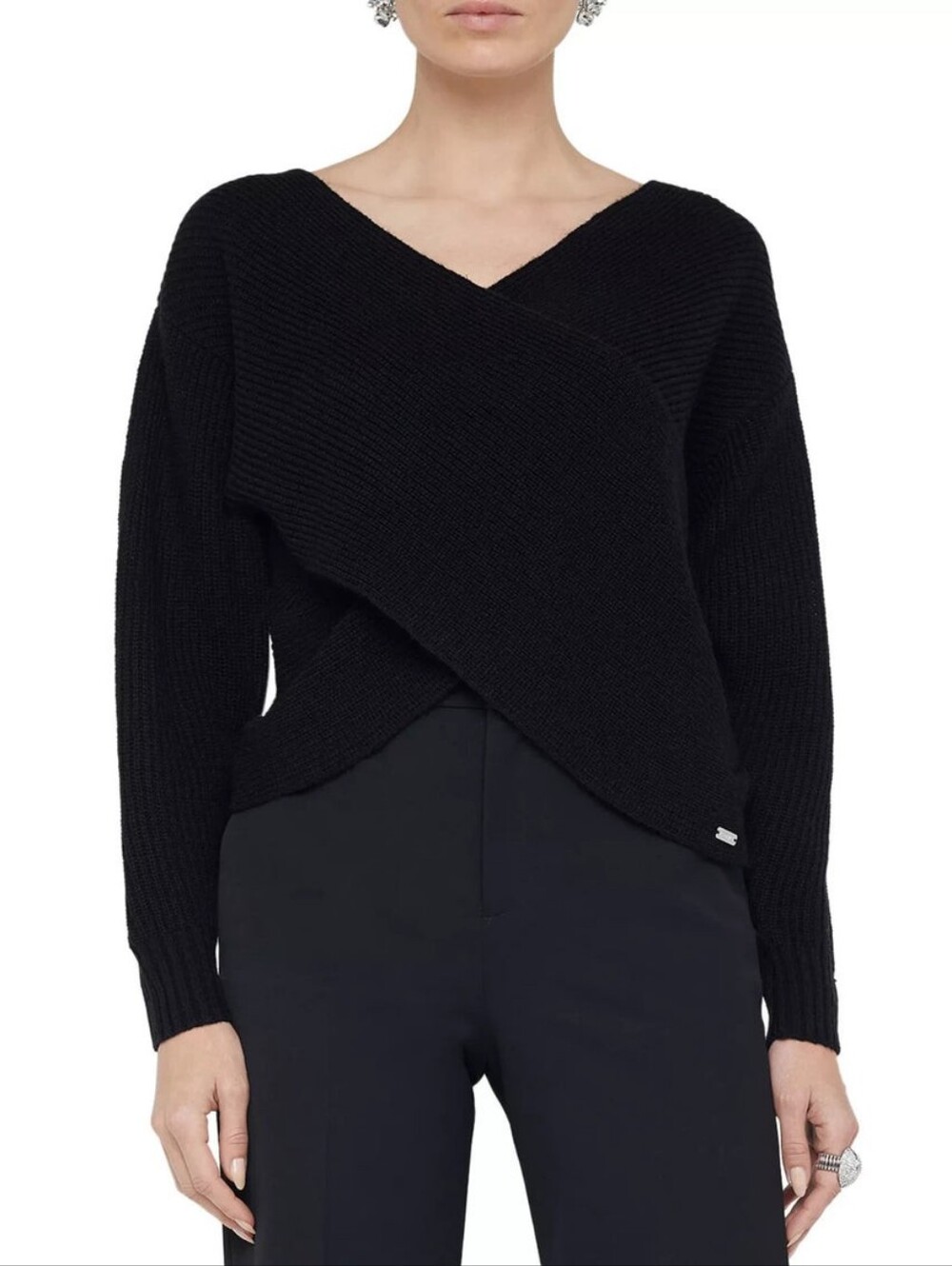 L'AGENCE Antonella Crossover V Neck Sweater Small New